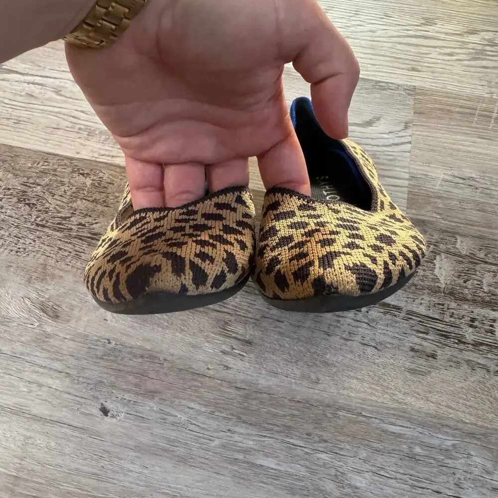 Rothy's The Point Leopard Print Knit Flats Pointed Toe Women's 10
